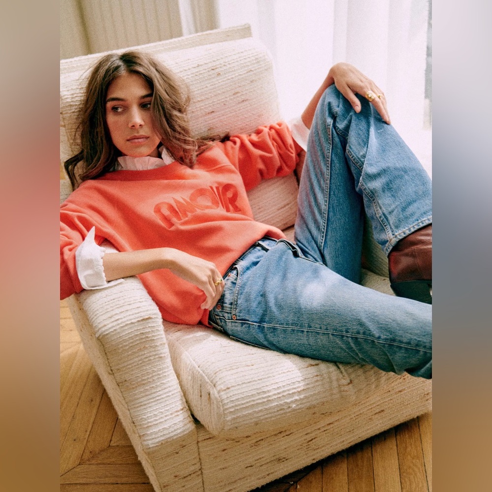 Sezane Amour Sweatshirt Pêche Vif - Size XS